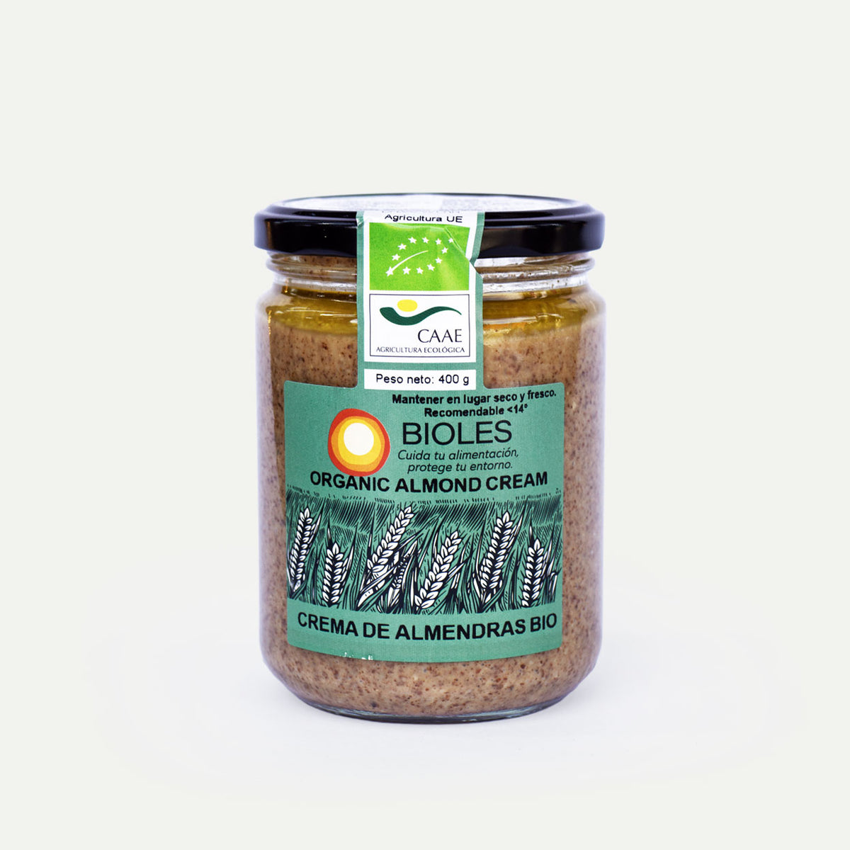 Ekologiškas migdolų riešutų kremas stiklainyje "Bioles" 400g.